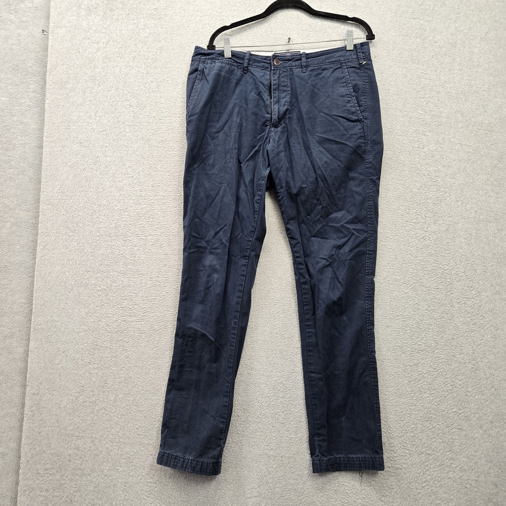 Abercrombie & Fitch Men Pants 32W 34L Navy Blue Chino Rustin Athletic Slim